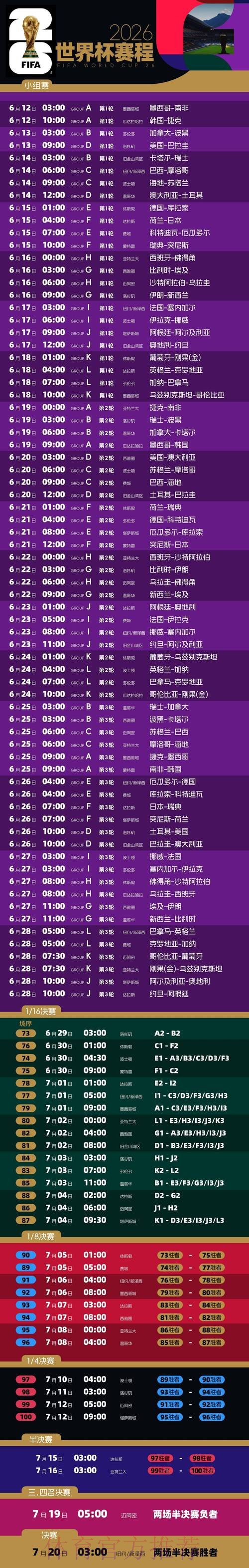 2026世界杯赛程高清版全程直播免费观看 2026世界杯赛程高清版全程直播免费观看