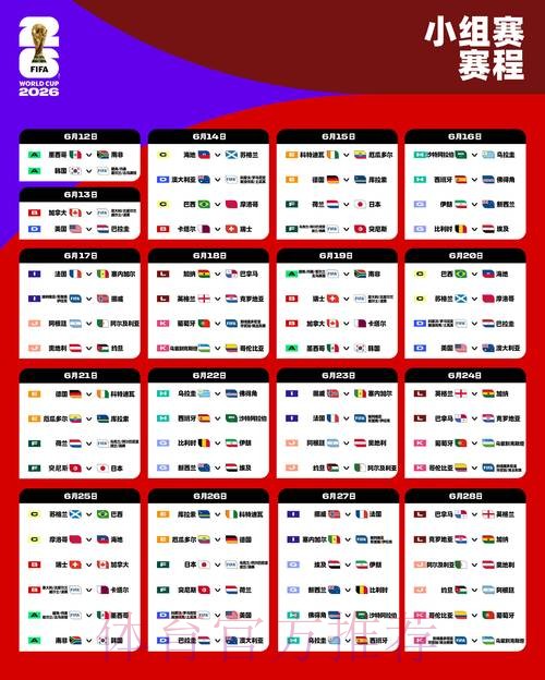 2026世界杯小组赛赛程详细安排最新时间表免费观看