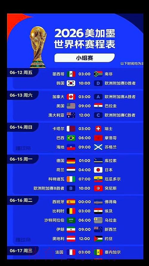 2026世界杯比赛时间最新完整安排直播平台
